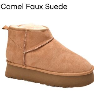 Cozy Camel Faux Suede Winter Boots